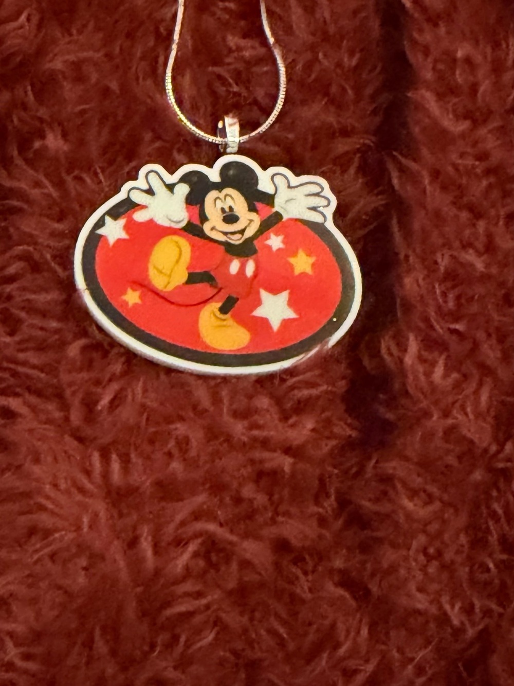 Red Mickey Pendant Necklace